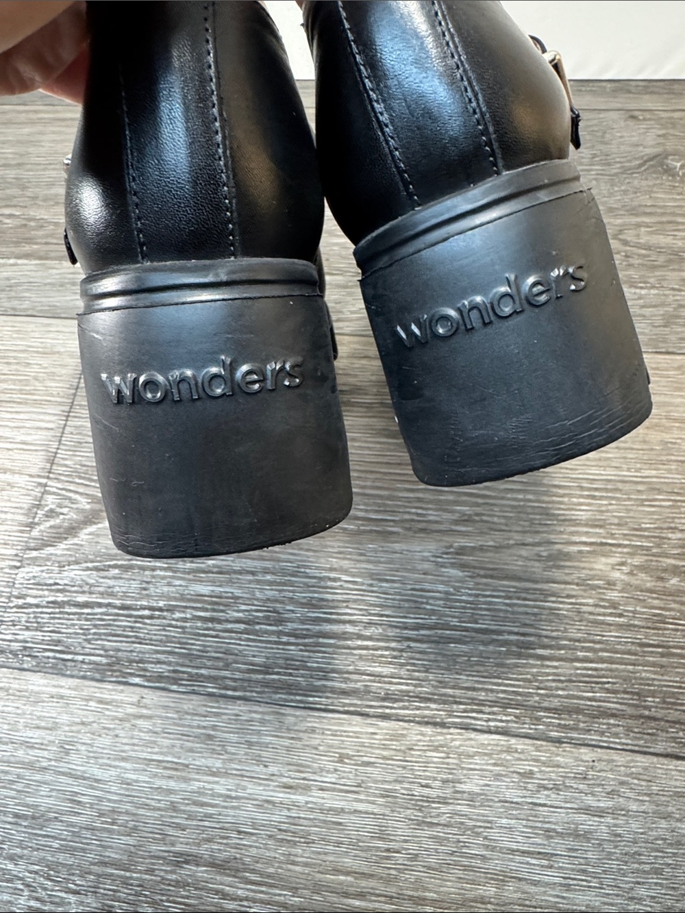Wonders Chunky Black Leather Mary Jane Platform Shoes woman’s 38 (h20) - Picture 7 of 12